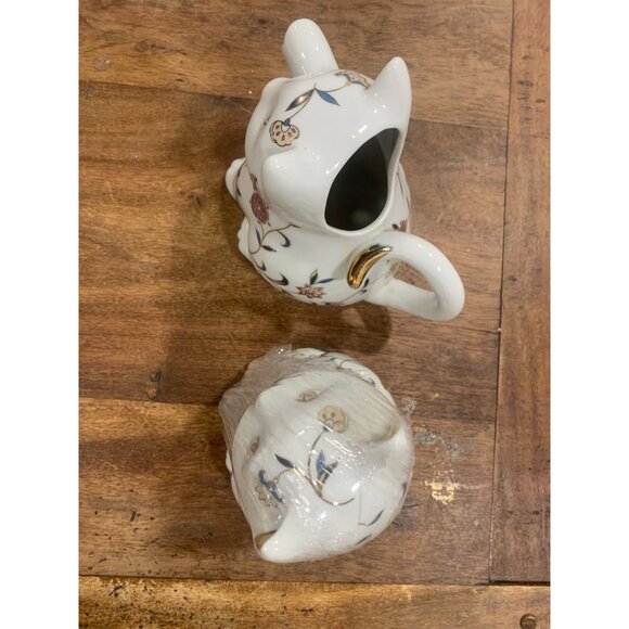 Vintage Cat-Shaped Ceramic Tea Set With Floral Design Creamer Sugar Bowl - Picture 6 of 7
